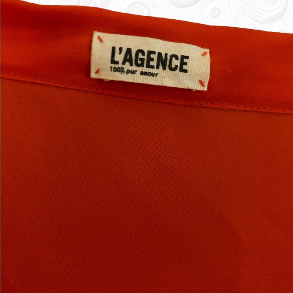 L’AGENCE Size Medium 100% Silk Blouse Top Button Down burnt orange Long Sleeve - Picture 5 of 8